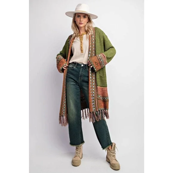 Ethnic-Inspired Cardigan Sweater - Regular Size - Picture 2 of 4